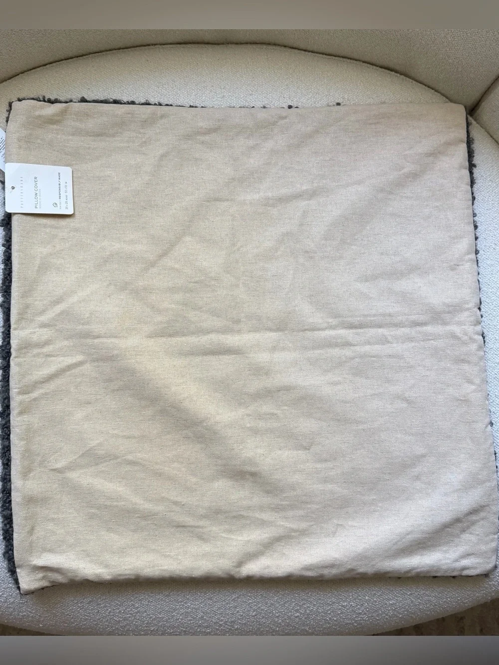 Pottery Barn Gray Pillow Cover 20x20 Boucle Charcoal Fall NWT Cover Only Rare